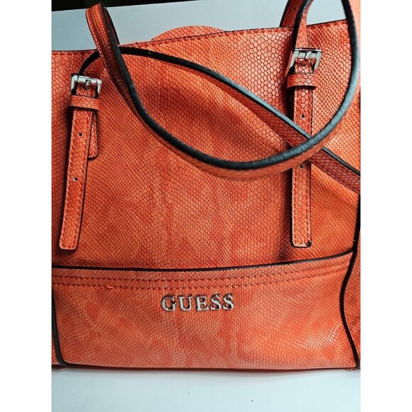 GUESS Y2k Purse, Handbag Adj Strap Tote Coral/Pink Faux Leather - Picture 4 of 16